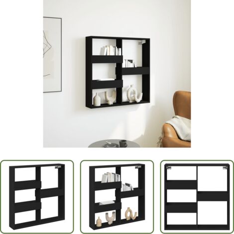 Armadio a muro -  Armadietto a Muro Nero 80x15x80 cm in Legno Multistrato