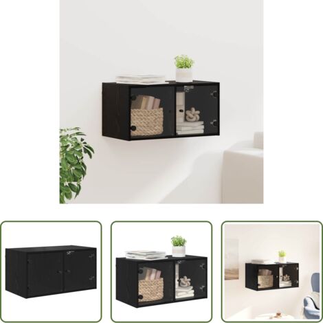 Armadio a muro -  Armadietto a muro Rovere Nero 68 x 37 x 35 cm Legno multistrato