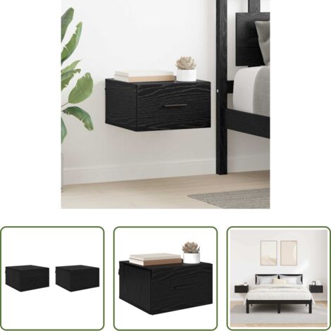 Armadio a muro -  Armadio da Notte con cassetto 2 pcs Rovere nero 35 x 35 x 20 cm