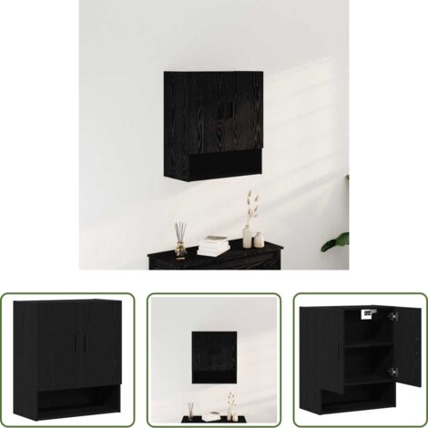 Armadio a muro -  Mobile a muro Rovere Nero 60 x 31 x 70 cm Legno multistrato