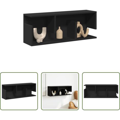 Armadio a muro -  Mobile a Parete 80x20x30 cm Nero in Legno Multistrato
