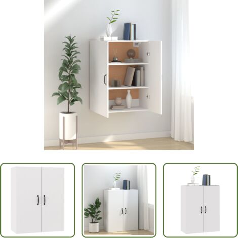 Armadio a muro -  Mobile Pensile Bianco 69,5x34x90 cm in Legno Multistrato