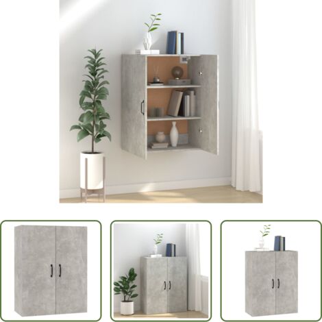 Armadio a muro -  Mobile Pensile Grigio Cemento 69,5x34x90cm in Legno Multistrato