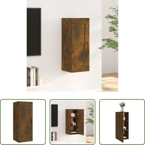 Armadio a muro -  Mobile Pensile Rovere Fumo 35x34x90 cm in Legno Multistrato