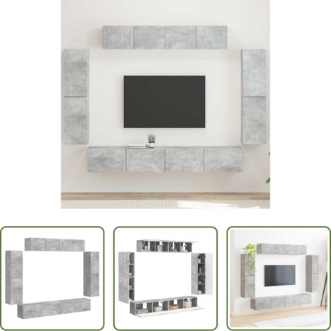 Armadio a muro -  Mobile TV 8 pcs Grigio cemento