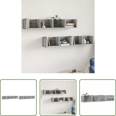 Armadio a muro -  Mobili Parete 2 pz Grigio Sonoma 99x18x16,5cm Legno Multistrato