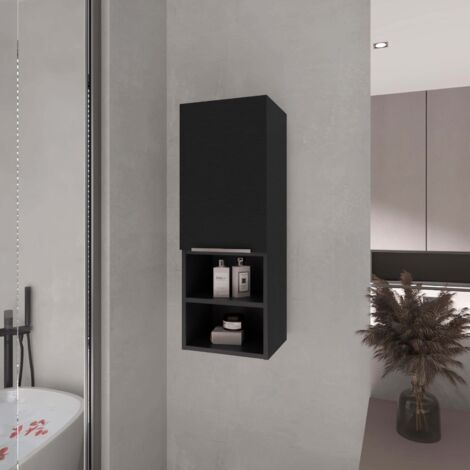 Armadio a muro per bagno Mila, 81,7 cm AL x 29,97 cm AN x 25,5 cm P, nero