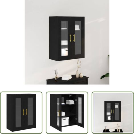 Armadio a parete -  Armadietto a muro Rovere Nero 69,5 x 34 x 90 cm