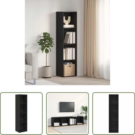 Armadio a parete -  Armadio per Libri con lo scaffale Rovere Nero 143 x 30 x 36 cm