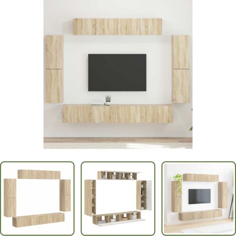Armadio a parete -  Mobile TV 8 pcs Rovere Sonoma