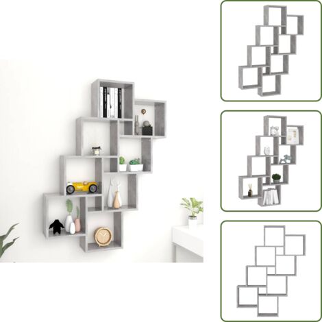 Armadio a parete - vidaXL Mensola Parete Cubo Grigio Cemento 90x15x119 Legno Multistrato - Spazio per interni