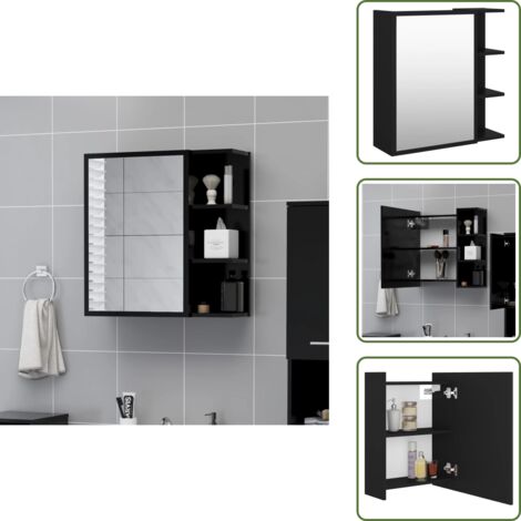 Armadio a parete - vidaXL Mobile Bagno con Specchio Nero 62,5x20,5x64cm Legno Multistrato - Armadio con scomparti