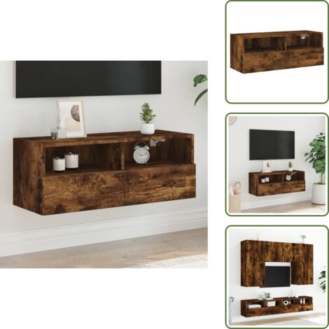 Armadio a parete - vidaXL Mobile TV a Parete Rovere Fumo 80x30x30 cm in Legno Multistrato - Armadio in legno