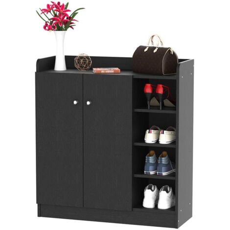 ARMADIO A SCARPIERA IN LEGNO 83 X 30 X 90 CM COLORE NERO
