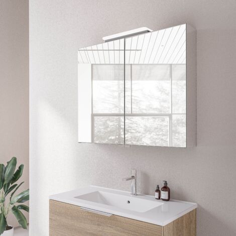 Armadio a specchio NEO con illuminazione LED e presa di corrente - 40 cm - 2 ante	80cm
