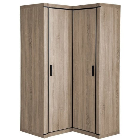 Armadio ad angolo Lorelie 119, Sonoma quercia, 192x114x100cm, Porte guardaroba: Battenti, Numero di ripiani: 0