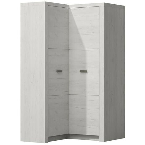 Armadio ad angolo Serfeno 111, Bianco artigianale, 192x106x90cm, Porte guardaroba: Battenti, Numero di ripiani: 0