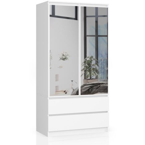 Armadio AKORD S90 Bianca 90 cm 2 ante 2 cassetti 90x51x180 cm