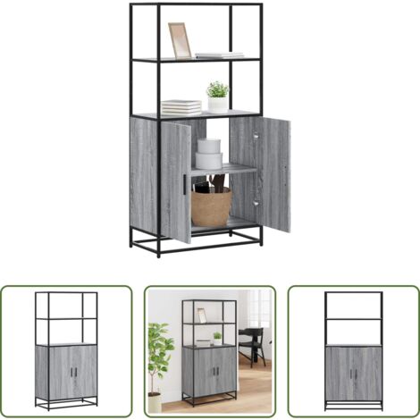 Armadio alto -  Credenza Grigio Sonoma 68x35x139 cm Legno Multistrato Metallo
