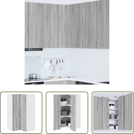Armadio angolare -  Armadio pensile Grigio Sonoma e Bianco 57 x 57 x 100 cm