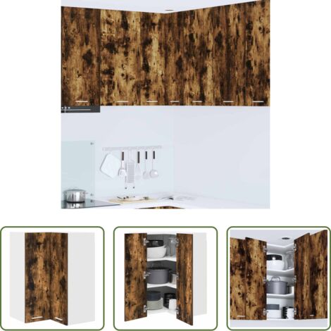 Armadio angolare -  Armadio pensile Rovere Affumicato e Bianco 57 x 57 x 80 cm