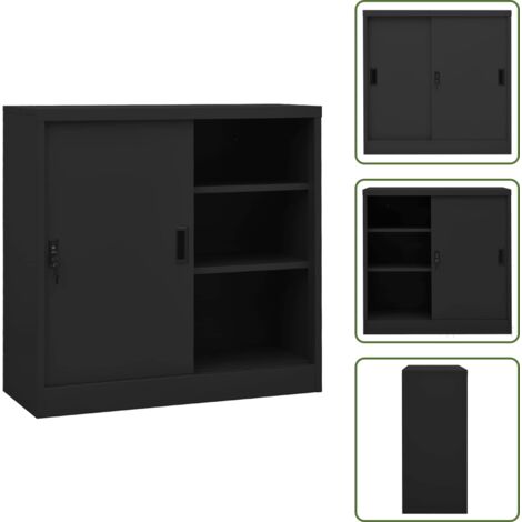 Armadio anta scorrevole - vidaXL Armadio Ufficio Anta Scorrevole Antracite 90x40x90cm Acciaio - Armadio con ripiani regolabili