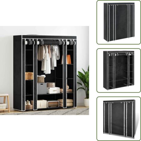 Armadio antipioggia - vidaXL Armadio in Tessuto con Scomparti e Aste 45x150x176 cm Nero - Armadio per campeggio