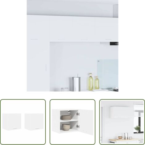 Armadio appeso -  Armadio pensile 2 pcs Bianco 40 x 31 x 40 cm Legno multistrato