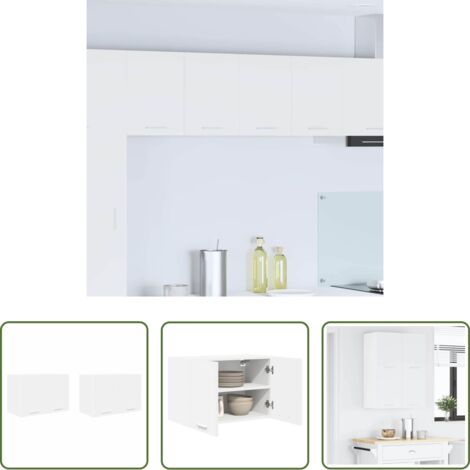 Armadio appeso -  Armadio pensile 2 pcs Bianco 60 x 31 x 40 cm Legno multistrato