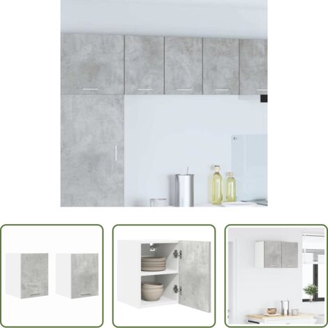 Armadio appeso -  Armadio pensile 2 pcs Grigio Cemento e Bianco 30 x 31 x 40 cm