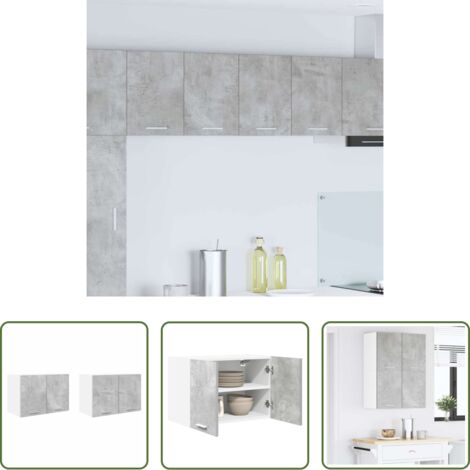 Armadio appeso -  Armadio pensile 2 pcs Grigio Cemento e Bianco 60 x 31 x 40 cm