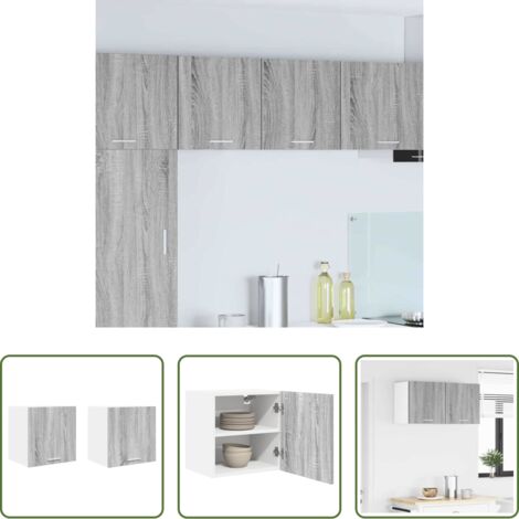 Armadio appeso -  Armadio pensile 2 pcs Grigio Sonoma e Bianco 40 x 31 x 40 cm
