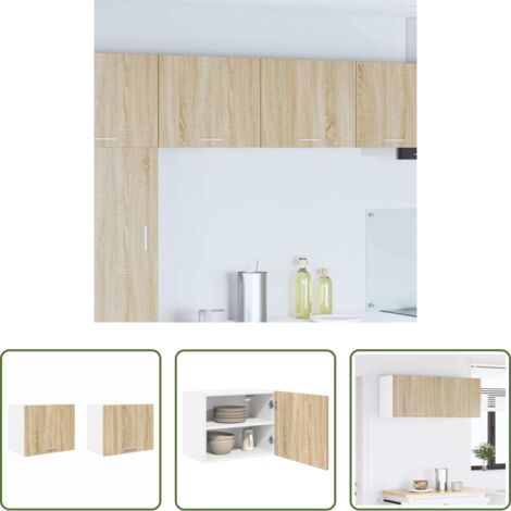 Armadio appeso -  Armadio pensile 2 pcs Quercia Sonoma e Bianca 50 x 31 x 40 cm