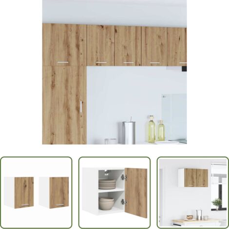 Armadio appeso -  Armadio pensile 2 pcs Rovere Artigiano e Bianco 30 x 31 x 40 cm