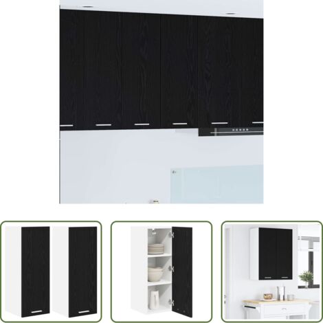 Armadio appeso -  Armadio pensile 2 pcs Rovere Nero e Bianco 30 x 31 x 80 cm