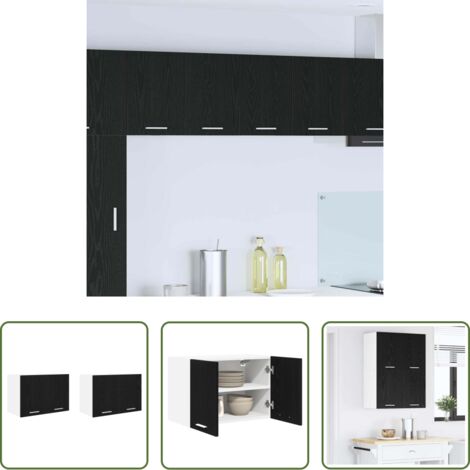 Armadio appeso -  Armadio pensile 2 pcs Rovere Nero e Bianco 60 x 31 x 40 cm