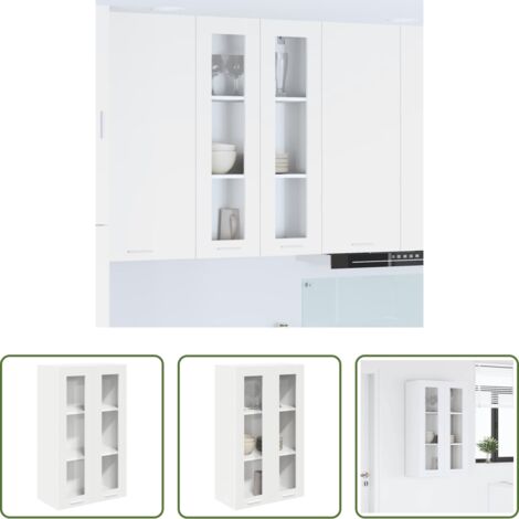 Armadio appeso -  Armadio pensile Bianco 60 x 31 x 100 cm Legno multistrato