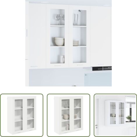 Armadio appeso -  Armadio pensile Bianco 80 x 31 x 100 cm Legno multistrato