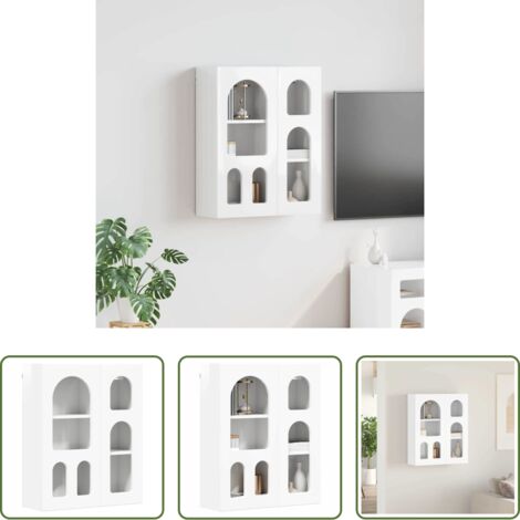 Armadio appeso -  Armadio pensile con lo scaffale Bianco Lucido 59 x 20 x 71.5 cm