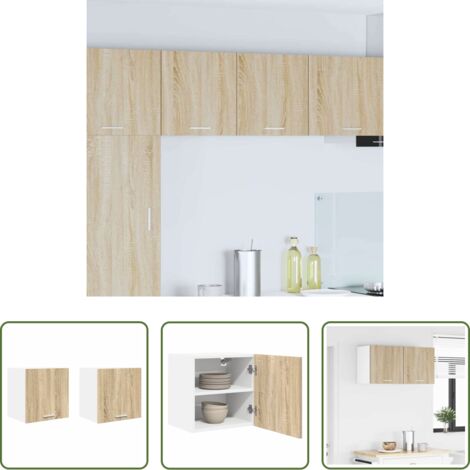 Armadio appeso -  Armadio pensile con porta Riga 2 pcs Quercia Sonoma e Bianca