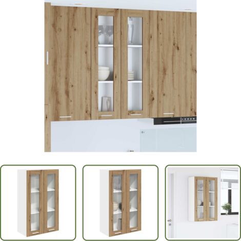 Armadio appeso -  Armadio pensile con porta Rovere artigianale 60 x 31 x 100 cm