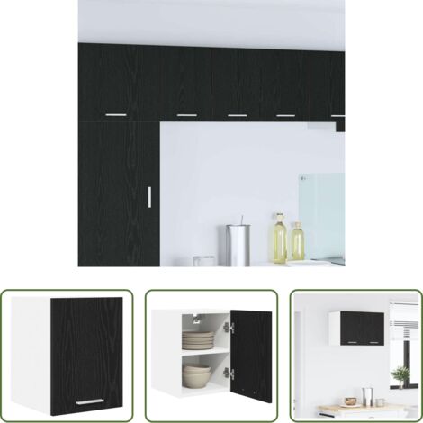Armadio appeso -  Armadio pensile con porta Rovere Nero e Bianco 30 x 31 x 40 cm