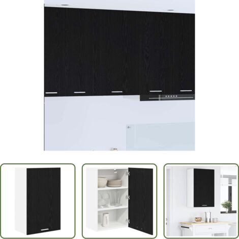 Armadio appeso -  Armadio pensile con porta Rovere Nero e Bianco 50 x 31 x 80 cm