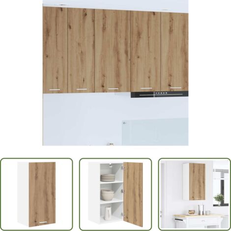 Armadio appeso -  Armadio pensile Rovere Artigiano e Bianco 40 x 31 x 80 cm