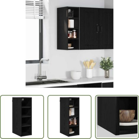 Armadio appeso -  Armadio pensile Rovere nero 20 x 29,5 x 60 cm Legno multistrato