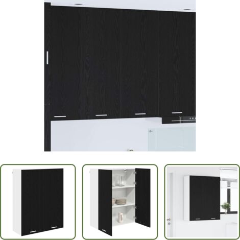Armadio appeso -  Armadio pensile Rovere Nero 80 x 31 x 100 cm Legno multistrato