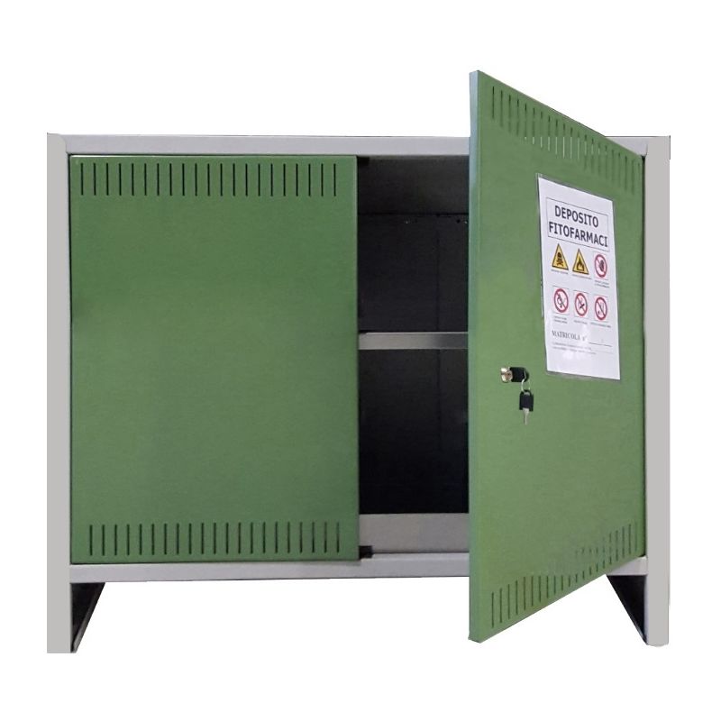 Image of Prometal - armadio armadietto basso per deposito fitofarmaci certificato 100 x 40 x h 80 cm montato