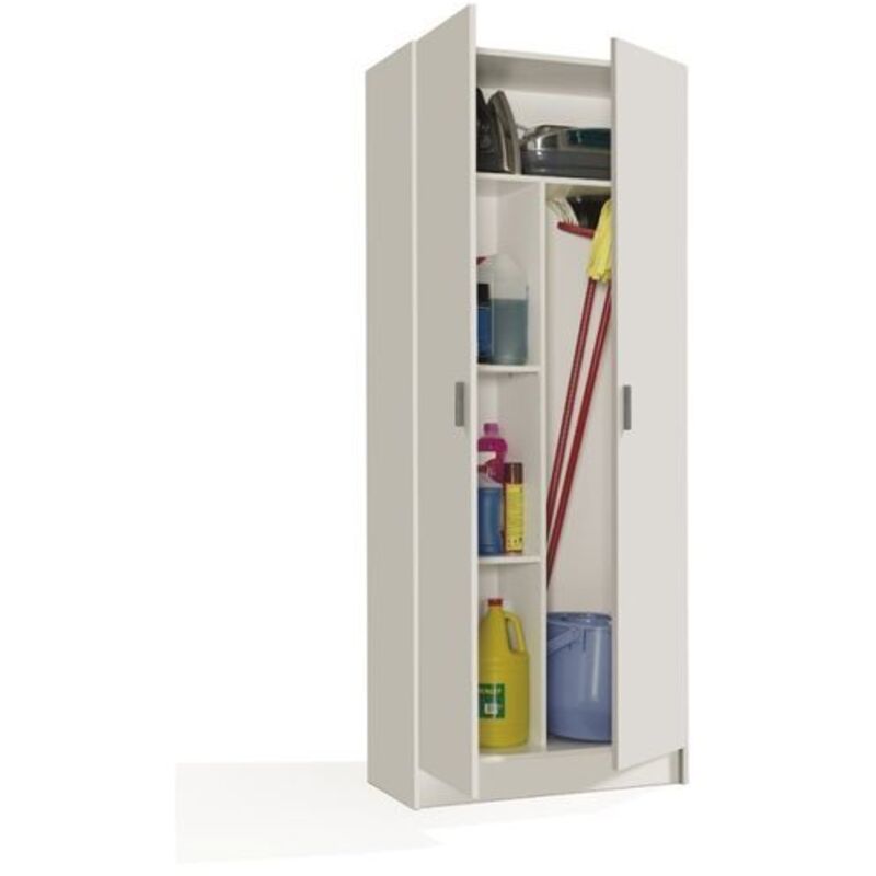 Armadio Armadietto Multiuso A Colonna Paige con 2 Ante e 5 Ripiani Ingresso Camera da Letto 73 x 180 x 37 cm Colore Bianco