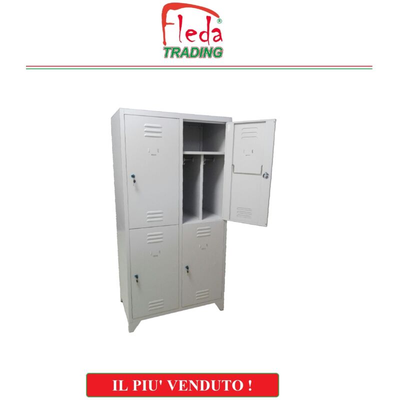 Armadio Armadietto spogliatoio in metallo a 4 posti sporco pulito sovraposti dim 81x50x180