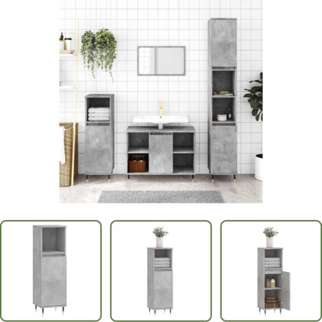 Armadio bagno -  Armadietto Bagno Grigio Cemento 30x30x100 cm Legno Multistrato